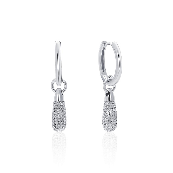 Серьги с подвеской из серебра с фианитами Miestilo