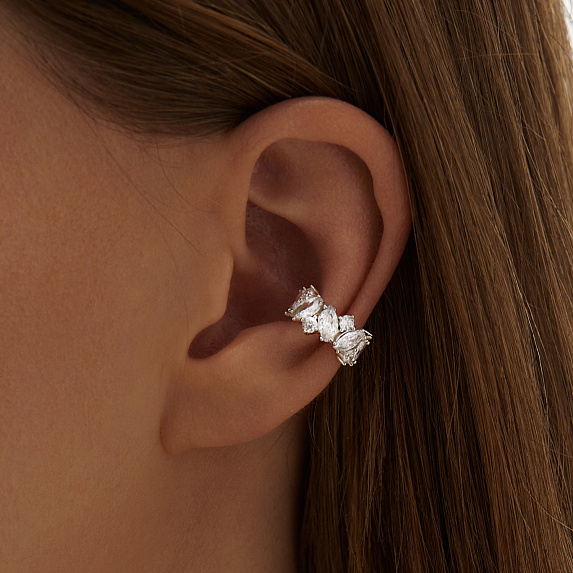 Серебряный кафф с фианитами Miestilo