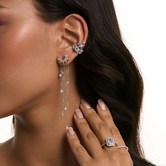 Длинные серьги джекеты с фианитами Галактика Miestilo