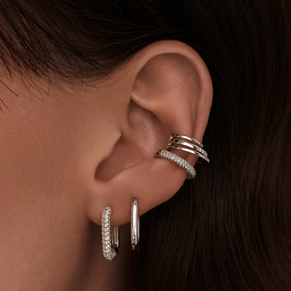 Серебряный базовый кафф с фианитами Miestilo