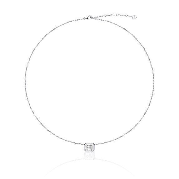 Серебряное колье на тонкой цепочке с фианитом Miestilo