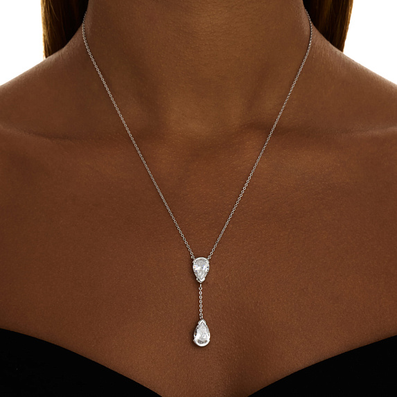 Серебряное колье-галстук PURITY с белыми топазами Miestilo
