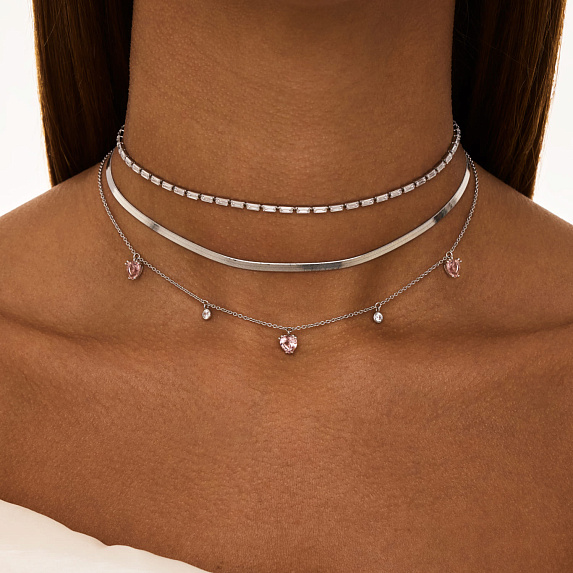 Серебряное колье-цепь плетения снейк Miestilo