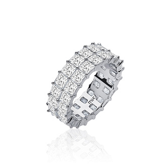 Серебряное двойное кольцо с фианитами Miestilo