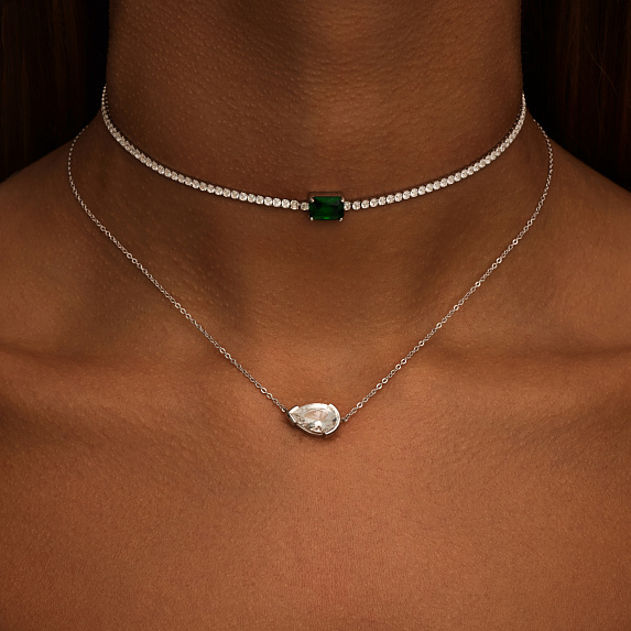 Серебряное колье PURITY с белым топазом Miestilo