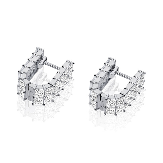 Серебряные двойные серьги с фианитами Miestilo