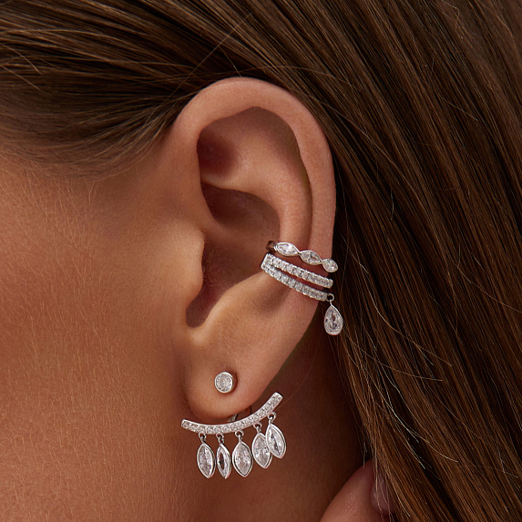 Серебряные серьги с фианитами Miestilo
