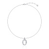 Серебряное колье с крупной овальной подвеской с фианитами Miestilo