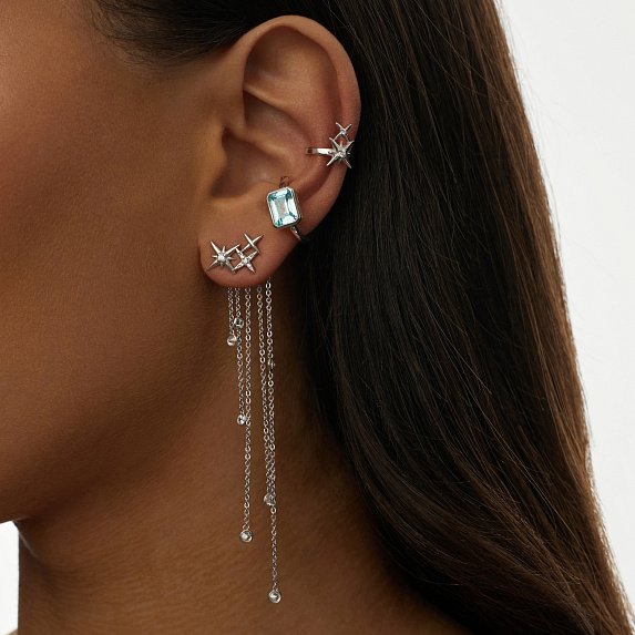Длинные серьги джекеты с фианитами Галактика Miestilo