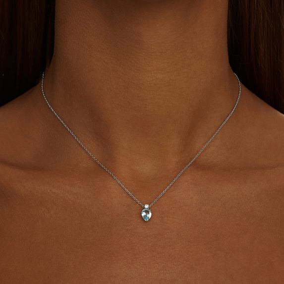 Серебряное колье PURITY с топазом Sky и фианитом Miestilo