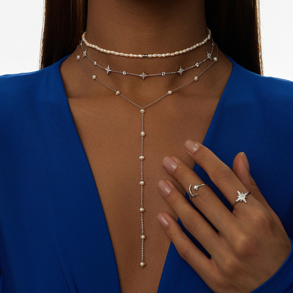 Серебряное кольцо с фианитами в форме звезды Isida Miestilo