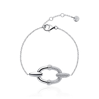 Серебряный браслет с крупным овалом и фианитами Miestilo