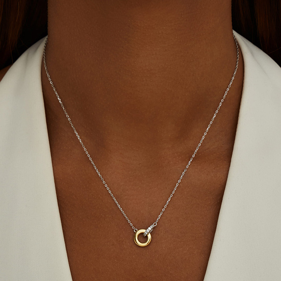 Серебряное колье биколор с фианитами Miestilo