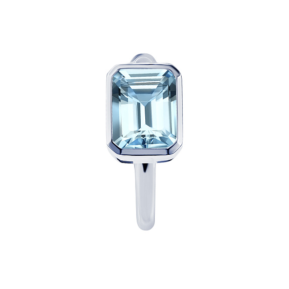 Серебряный кафф Midnight с голубым фианитом в огранке Эмеральд Miestilo