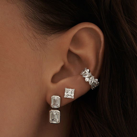 Серебряный кафф с фианитами Miestilo