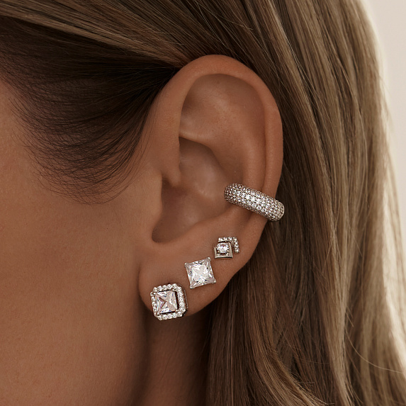 Серебряный кафф с фианитами Miestilo