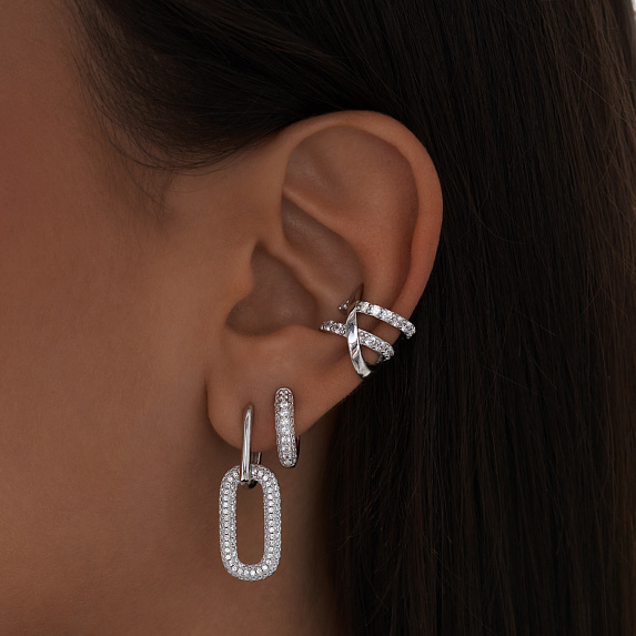 Серебряный кафф с фианитами Miestilo