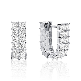 Серебряные двойные серьги с фианитами Miestilo