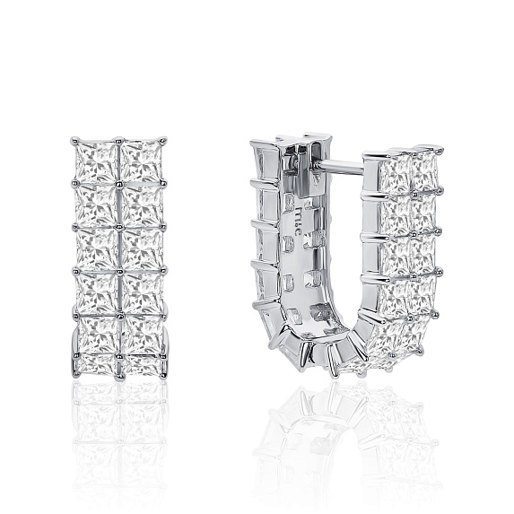 Серебряные двойные серьги с фианитами Miestilo