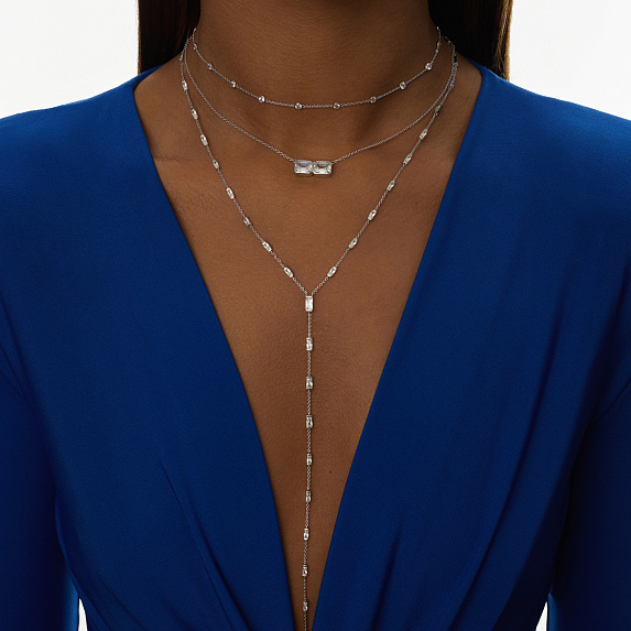 Серебряное колье Midnight с фианитами в огранке Эмеральд Miestilo