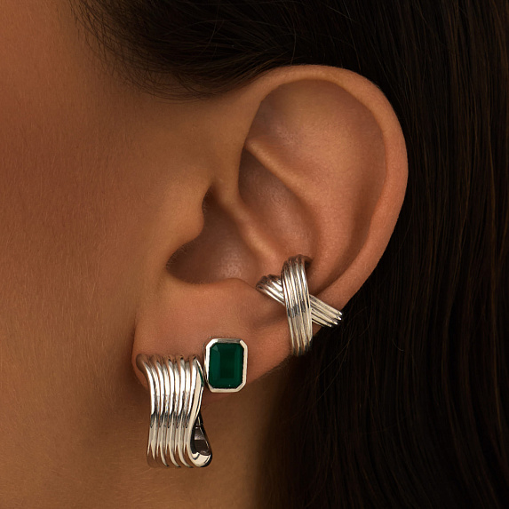 Серебряные серьги HARMONY с зеленым агатом Miestilo