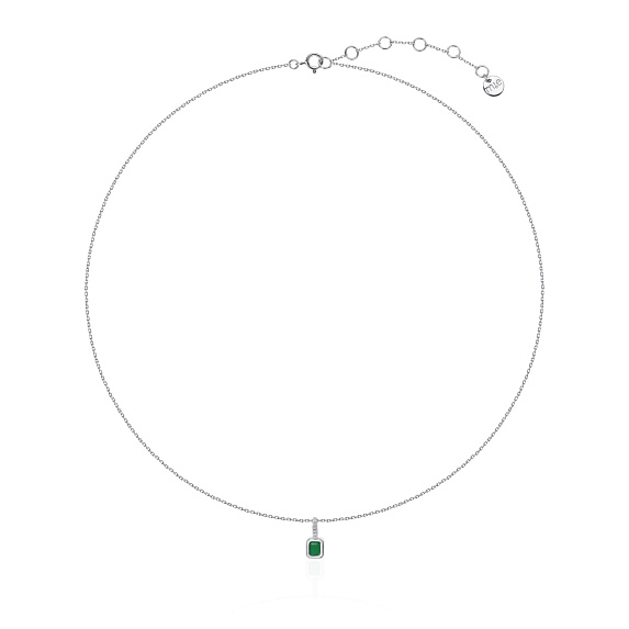 Серебряное колье с зеленым агатом Miestilo