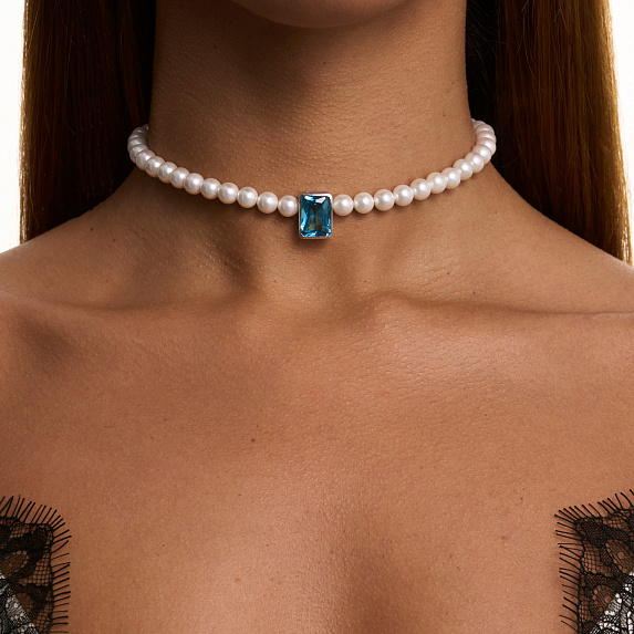 Колье GALATEA из серебра с жемчугом и фианитом Miestilo