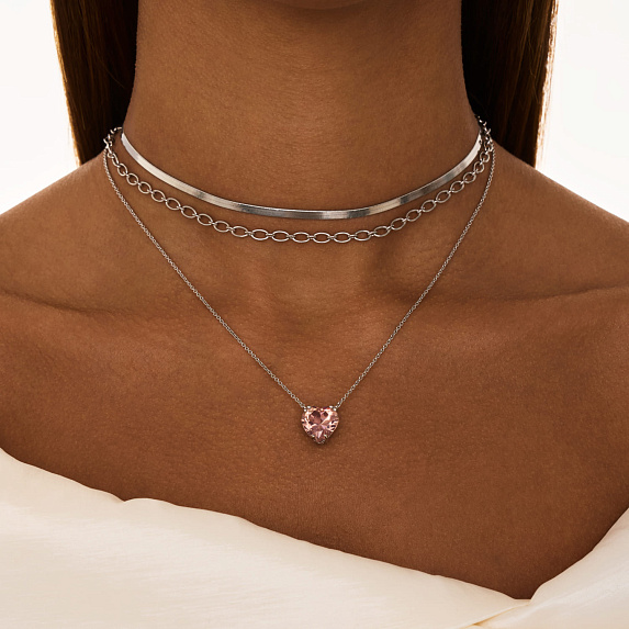Серебряное колье-цепь в плетении ролло Miestilo