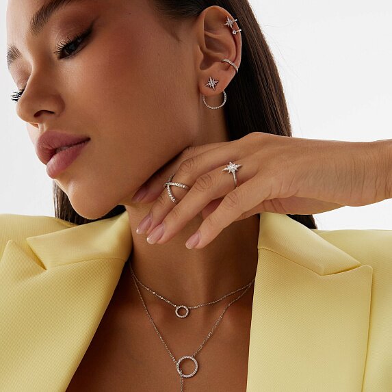 Серебряное кольцо с фианитами в форме звезды Isida Miestilo