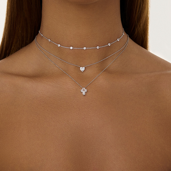 Серебряное колье-чокер с фианитами Miestilo