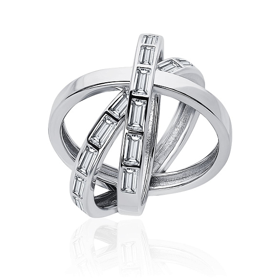 Серебряное кольцо-тринити HARMONY с фианитами Miestilo