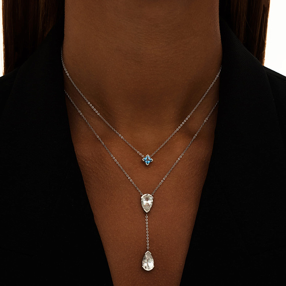 Серебряное колье-галстук PURITY с белыми топазами Miestilo